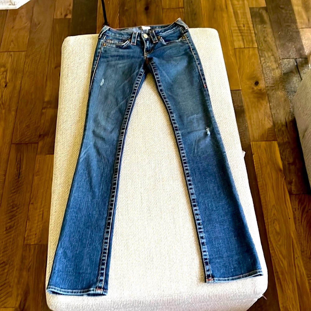 TRUE RELIGION Distressed Blue Jeans / Size 25